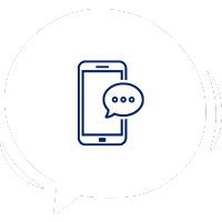 Um celular com um balão de mensagem, representa o acompanhamento do aluno através do WhatsApp. Dessa forma, o aprendizado do idioma inglês se torna presente no dia a dia do aluno, podendo tirar todas as suas dúvidas.