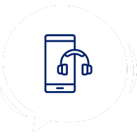 Um celular e um fone de ouvido, a ideia é representar a importância de manter o contato com o idioma inglês através de diferentes mídias como vídeos, músicas, podcasts, séries e filmes em inglês.