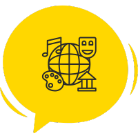 Um globo terrestre. Representa o aprendizado de idiomas aliado ao aspecto cultural de cada língua.